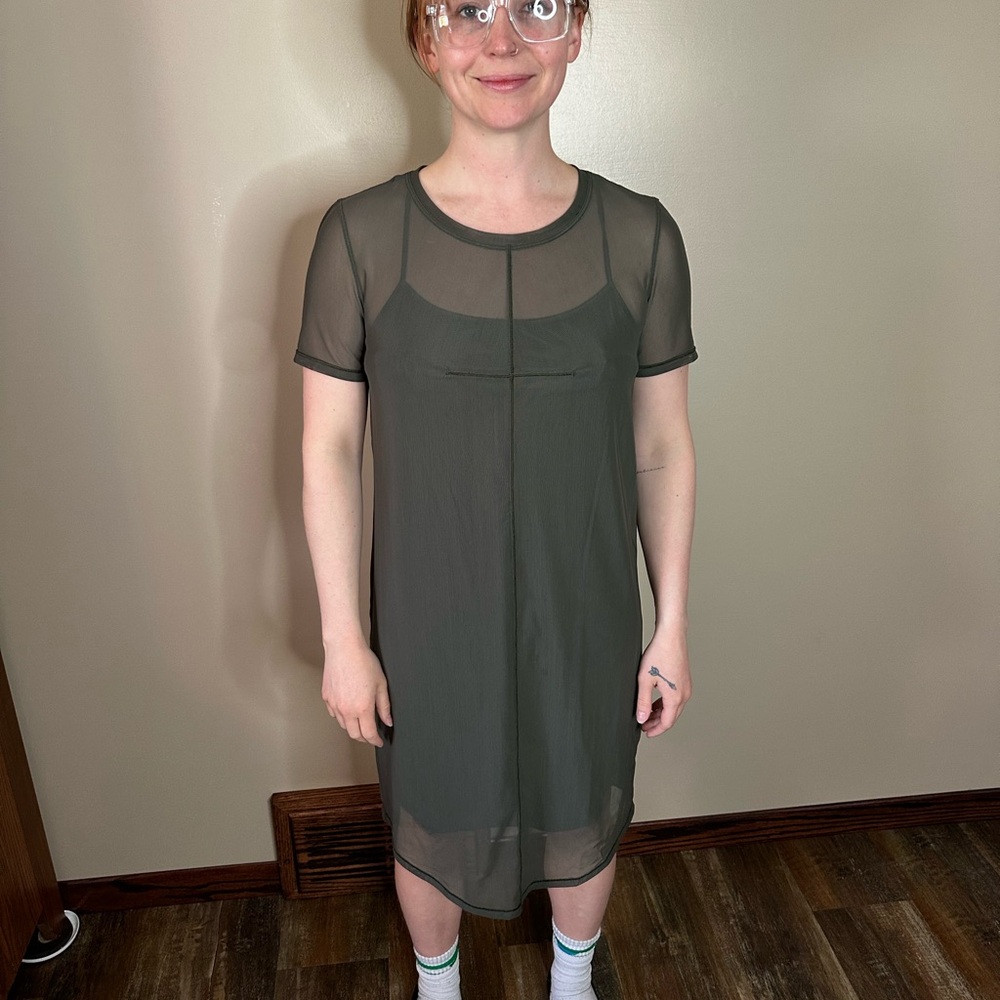 Lululemon Sheer Olive Green Dress